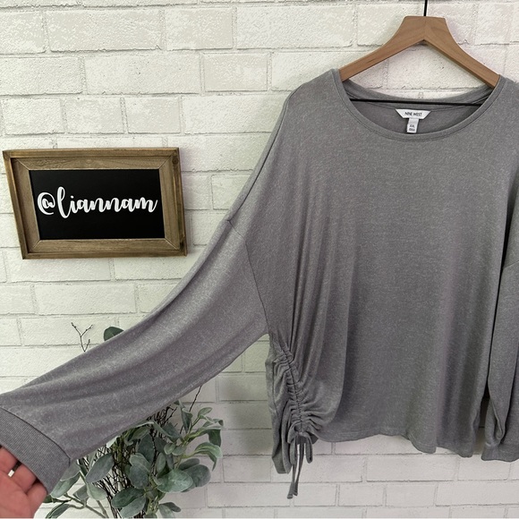 NINE WEST Gray Fox Side Ruched Drop Shoulder Sweater - Picture 6 of 11